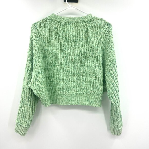 Free People On Your Side Green Crop Cable Knit Sweater Women's XS - Picture 4 of 4